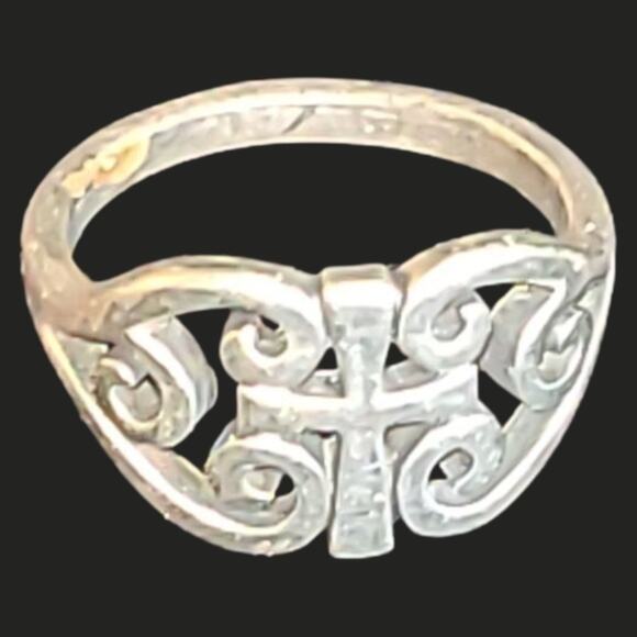 James Avery Sterling Silver 925 Scroll Cross Ring Size 4 - Picture 1 of 7